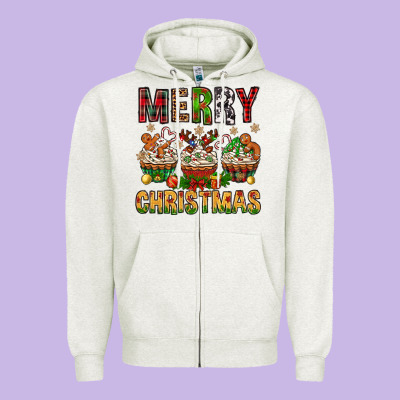 Merry Christmas With Cupcake Bbs Zipper Hoodie Designed By Bundleandbundleshop