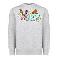 Heather Grey Hop bunny Easter Day Heavyweight Sweatshirt - CowGirlArtShop