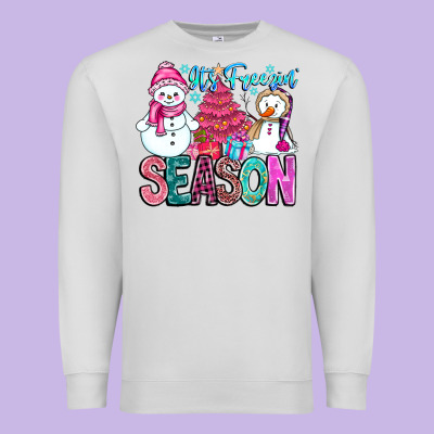 It's Freezin Season Premium Sweatshirt Designed By Cowhidedigitalart