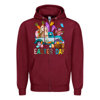 Burgundy Easter Day With Truck Zipper Hoodie - BundleAndBundleShop