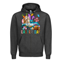 Charcoal Heather Easter Day With Truck Zipper Hoodie - BundleAndBundleShop
