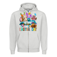 Dove Grey Easter Day With Truck Zipper Hoodie - BundleAndBundleShop