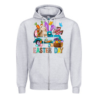 Heather Grey Easter Day With Truck Zipper Hoodie - BundleAndBundleShop