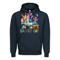 Navy Easter Day With Truck Zipper Hoodie - BundleAndBundleShop
