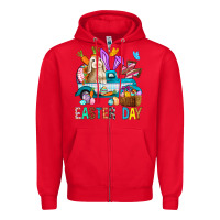 Red Easter Day With Truck Zipper Hoodie - BundleAndBundleShop