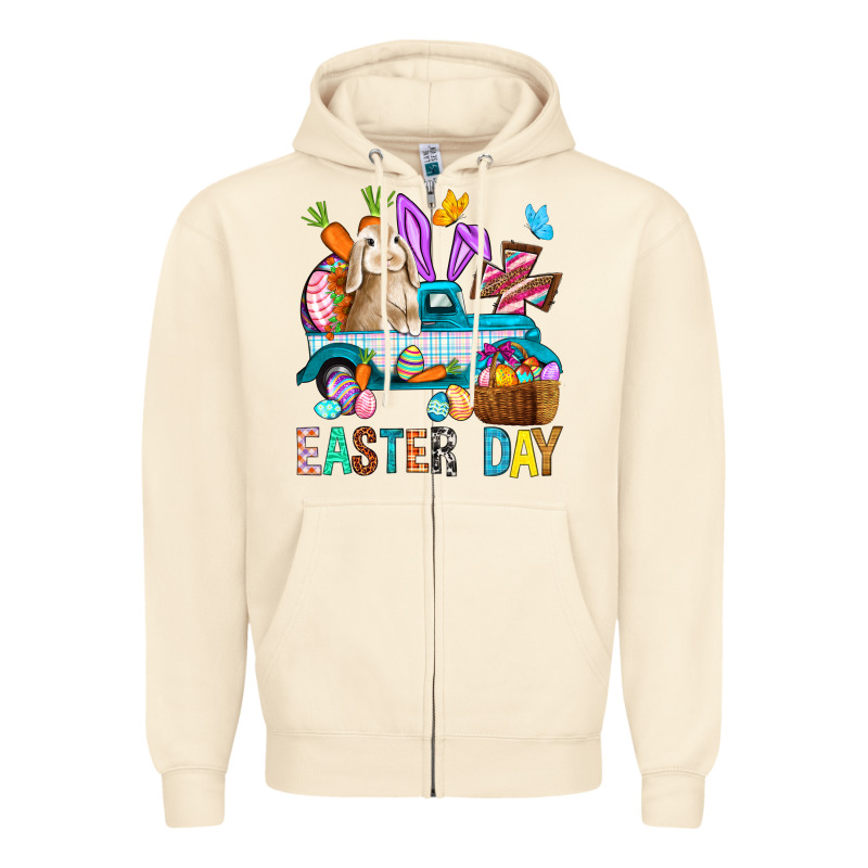 Easter Day With Truck Zipper Hoodie by BundleAndBundleShop | Teevron