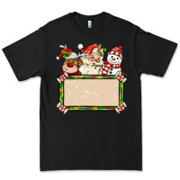 Black santa reindeer snowman preview and costom name Premium Tee - MaliasSmallBusiness