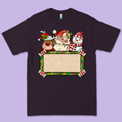Santa Reindeer Snowman Preview And Costom Name Premium Tee Designed By Maliassmallbusiness
