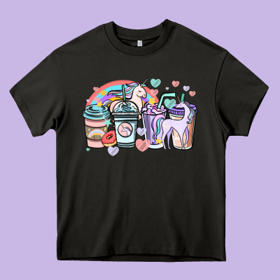Unicorn Coffee Cups Heavy Core Tee Designed By Nancycooperartshop