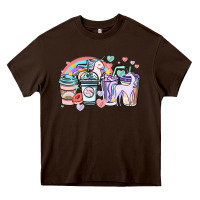 Chocolate Brown unicorn coffee cups Heavy Core Tee - NancyCooperArtShop