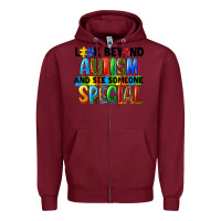 Burgundy look beyond autism and see someone special Zipper Hoodie - FaDigitalArtStudio