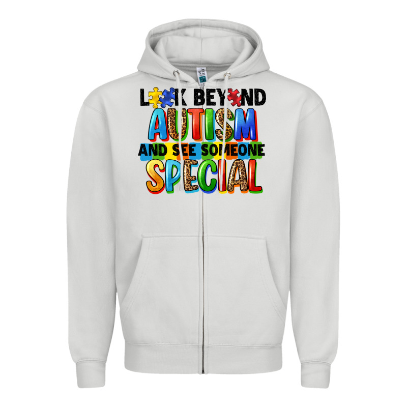 Look Beyond Autism And See Someone Special Zipper Hoodie by FaDigitalArtStudio | Teevron