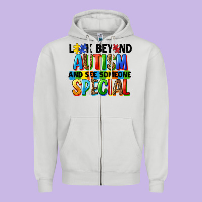 Look Beyond Autism And See Someone Special Zipper Hoodie Designed By Fadigitalartstudio