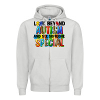 Dove Grey look beyond autism and see someone special Zipper Hoodie - FaDigitalArtStudio