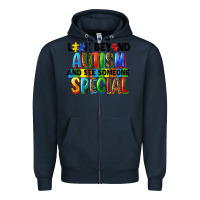 Navy look beyond autism and see someone special Zipper Hoodie - FaDigitalArtStudio
