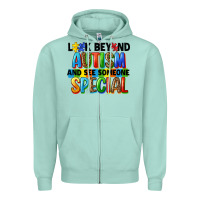 Seafoam look beyond autism and see someone special Zipper Hoodie - FaDigitalArtStudio
