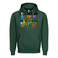 Sports Green look beyond autism and see someone special Zipper Hoodie - FaDigitalArtStudio