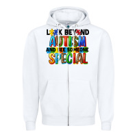 White look beyond autism and see someone special Zipper Hoodie - FaDigitalArtStudio