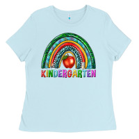 Baby Blue rainbow kindergarten Ladies Tee - NancyCooperArtShop