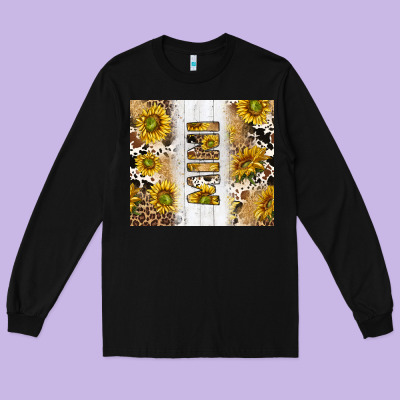 Western Mother's Day Mini With Cowhide And Sunflowers Tumbler Tbs Long Sleeve Tee Designed By Tumblerdesignbyshophia