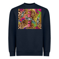 Navy Colorful leopard lightning bolt tumbler mother's Heavyweight Sweatshirt - HowdyJamesFarm