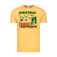 Vintage Mustard Christmas Begins With Christ Vintage Tee - Bettercallsaul