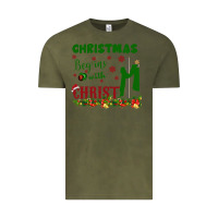 Vintage Olive Christmas Begins With Christ Vintage Tee - Bettercallsaul