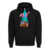 Black Easter Wicker Basket Gnome Zipper Hoodie - BundleAndBundleShop