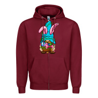 Burgundy Easter Wicker Basket Gnome Zipper Hoodie - BundleAndBundleShop