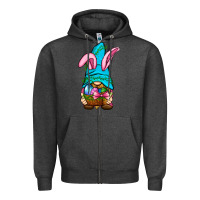 Charcoal Heather Easter Wicker Basket Gnome Zipper Hoodie - BundleAndBundleShop
