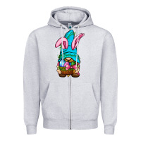 Heather Grey Easter Wicker Basket Gnome Zipper Hoodie - BundleAndBundleShop