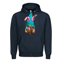 Navy Easter Wicker Basket Gnome Zipper Hoodie - BundleAndBundleShop