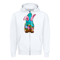 White Easter Wicker Basket Gnome Zipper Hoodie - BundleAndBundleShop
