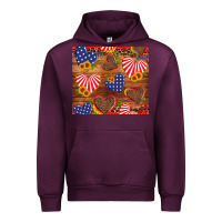 Mauve Wine america heart Urban Hoodie - Artiststas