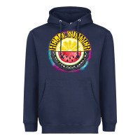 Navy Hello Summer Heavyweight Hoodie - CowhideDigitalArt