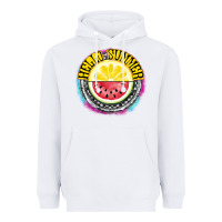 White Hello Summer Heavyweight Hoodie - CowhideDigitalArt