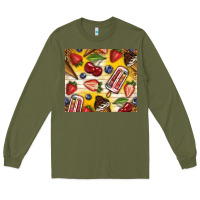 Army Green summer ice cream with fruits Long Sleeve Tee - TumblerDesignByShophia