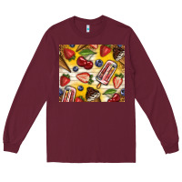 Burgundy summer ice cream with fruits Long Sleeve Tee - TumblerDesignByShophia