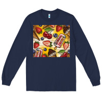 Navy summer ice cream with fruits Long Sleeve Tee - TumblerDesignByShophia