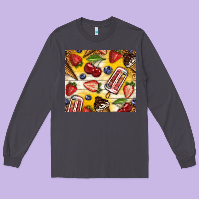 Summer Ice Cream With Fruits Long Sleeve Tee Designed By Tumblerdesignbyshophia