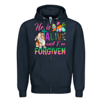 Navy He Is Alive And I'm Forgiven Zipper Hoodie - BundleAndBundleShop