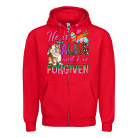 Red He Is Alive And I'm Forgiven Zipper Hoodie - BundleAndBundleShop