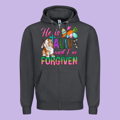 He Is Alive And I'm Forgiven Zipper Hoodie Designed By Bundleandbundleshop