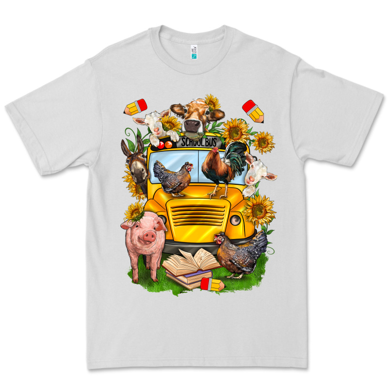 Farm Animals With School Bus Premium Tee by NancyCooperArtShop | Teevron