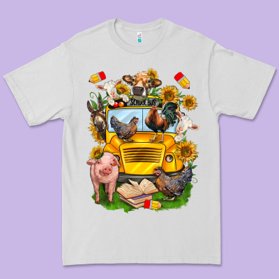 Farm Animals With School Bus Premium Tee Designed By Nancycooperartshop