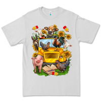 Dove Grey farm animals with school bus Premium Tee - NancyCooperArtShop