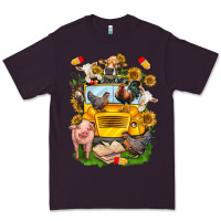 Plum farm animals with school bus Premium Tee - NancyCooperArtShop