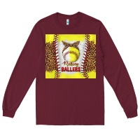 Burgundy raising ballers with baseball and softball leopard tumbler tbs Long Sleeve Tee - TumblerDesignByShophia