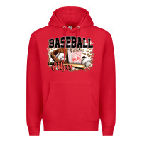 Red baseball vibes Premium Hoodie - FaDigitalArtStudio