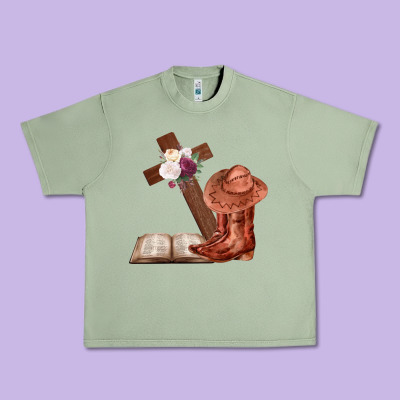 Boots With Bible And Cross Urban Heavy Tee Designed By Bettercallsaul